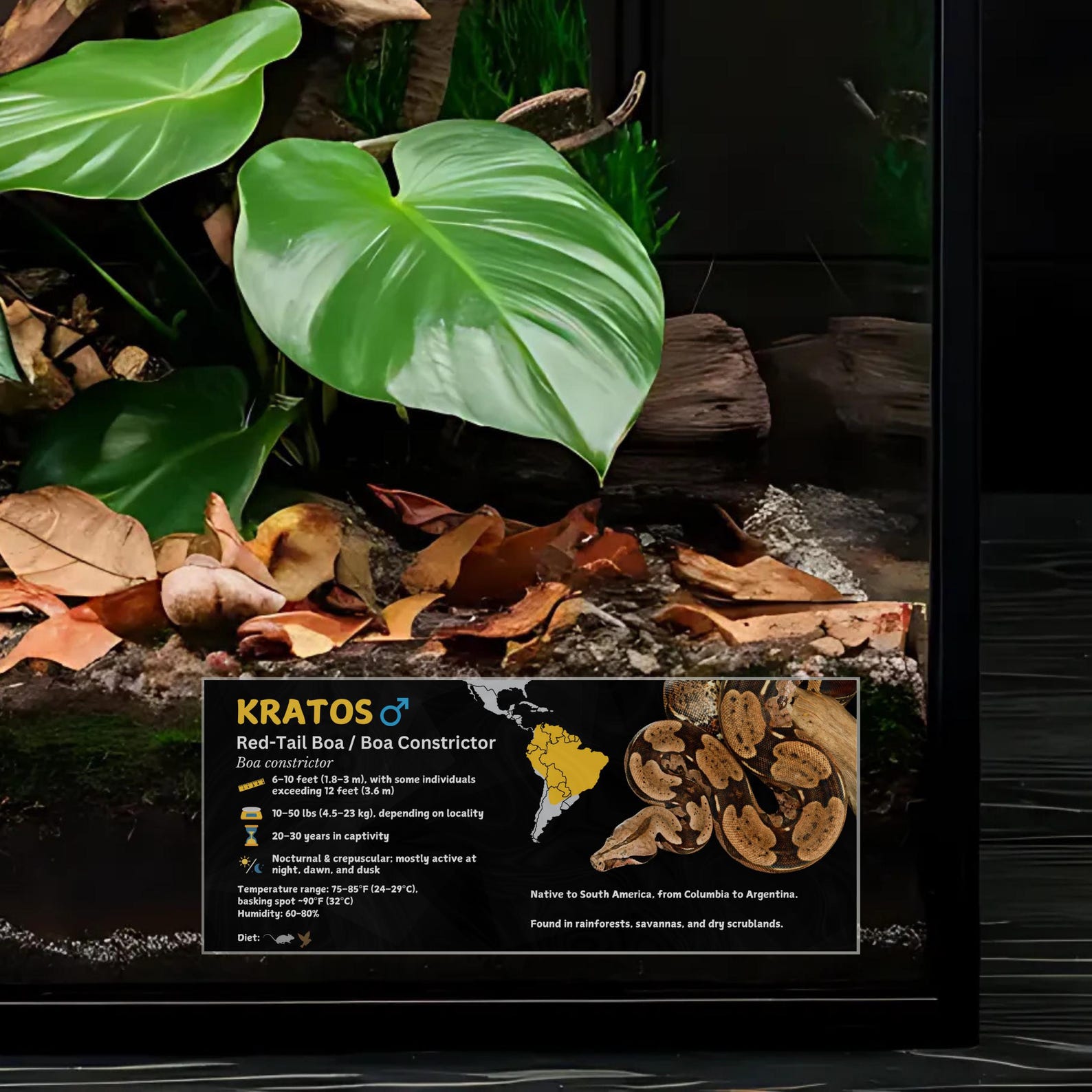 Personalized Boa Constrictor Species Enclosure Label: Laminated ...