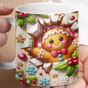Gingerbread Man Christmas Mug, Festive Holiday Mug, Cute Winter Coffee Cup, Holiday Hot Chocolate Mug, Unique Christmas Gift Idea