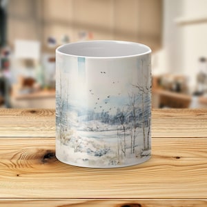 Winter Wonderland Mugs, Snowy Landscape Mug, Cozy Cabin Mug, Coffee Mug with Winter Scene, Perfect Gift for Nature Lovers