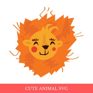 Uroczy pyszczek lwa w formacie SVG | Kreskówkowe zwierzę dżungli w formacie SVG dla dzieci | Klipart z małym lwem | Plik wycinany ze zwierząt safari dla Cricut Silhouette | Cyfrowy PNG