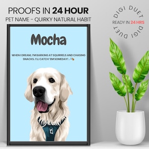 Custom Pet Portrait, Personalized Dog Cartoon Illustration, Pet Memorial Ideas, Digital Print, Christmas Gift, Pet Lovers Vertical Portraits