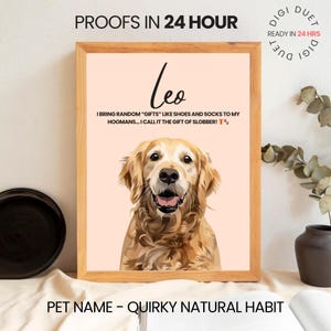 Custom Pet Cartoon Portrait, Personalized Cat Dog Photo Cartoon Illustration, Custom Pet Photo & Quirky Natural Habit, Digital Pet Art Print