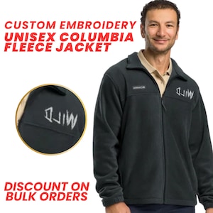 Custom Full Zipper Fleece Jacket, Custom Embroidered Photo Fleece Jacket, Team Logo Zipper Jacket, Personalized Gift, Add Your Text Here
