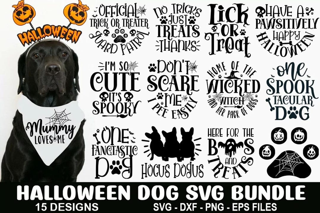 Halloween Dog SVG Bundle | Funny Pet Quotes, Bandana Cut Files (digital ...
