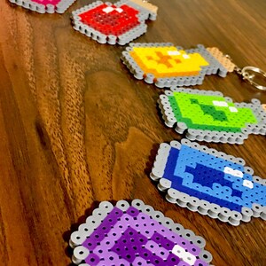 Potion Bottle Keychain, Perler Bead Keychain, Colorful Keychain, Melting Beads