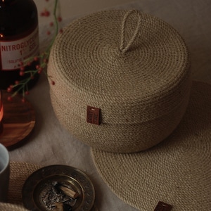 Jute rope bascet, Basket with a lid, Round basket, Cottagecore home decor, New home Gifts, Eco decor