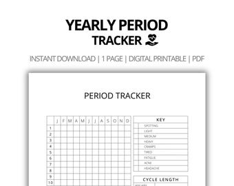 Yearly Period Tracker Printable | Wellness Planner (PDF)