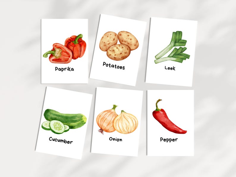 Vegetable Flashcards for Kids | Montessori Homeschool (printable) - Etsy