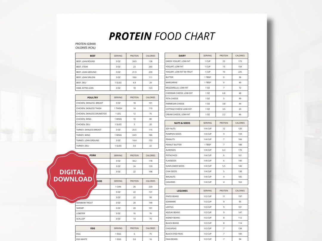 High Protein Food Chart | Dietitian Meal Plan (digital Download) - Etsy
