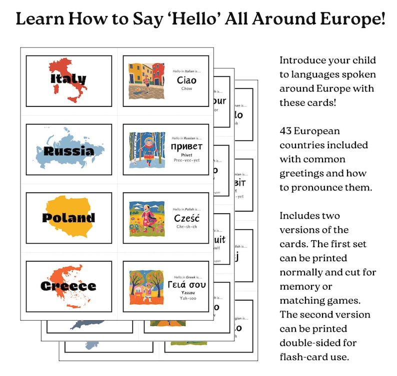 How To Say Hello In Europe Language Learning Cards For Kids matching how-to-say-hello-in-europe-language-learning-cards-for-kids-matching