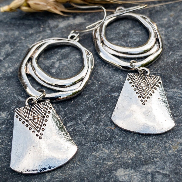 Silver or Brass  Chandelier Earrings - Boho Silver Dangle Earrings