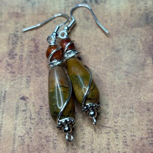 Red Creek Jasper Dangle Earrings: Bohemian Rustic Teardrop Jewelry image 17