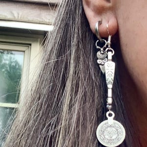 Long Tribal Earrings Silver Bohemian Dangle Earrings, Drop Earrings, Long Earrings