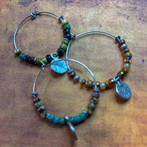 Boho Picasso Seed Bead Hoop Earrings: Stainless Steel, 35mm more colors image 4
