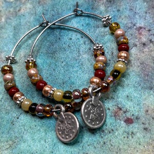 Boho Picasso Seed Bead Hoop Earrings: Stainless Steel, 35mm more colors image 14