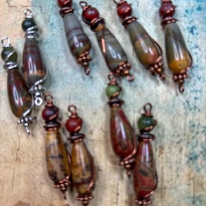 Red Creek Jasper Dangle Earrings: Bohemian Rustic Teardrop Jewelry image 2