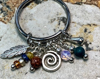 Bohemian Charm Ring: Expandable Stainless Steel, Dangle Drop