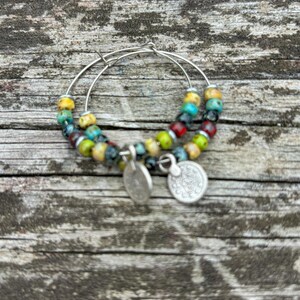 Boho Picasso Seed Bead Hoop Earrings: Stainless Steel, 35mm more colors image 10
