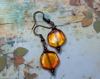 Czech glass asymmetrical bead Earrings Bohemian dangle drop more color's