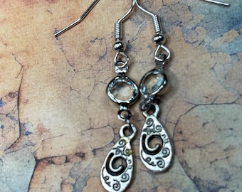 Crystal Zircon Dangle Earrings: Silver Plated Boho Earrings