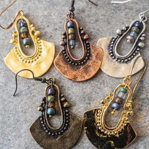 40x29mm Dangle earrings- long silver ethnic boho drop earrings, bohemian style Boho