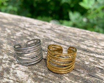 Stainless Steel Rings Boho Hippie adjustable rings  Statement ring Stainless Steel Ring, Multiband Ring