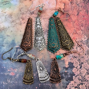 Jasper Dangle Drop Earrings: Boho Bohemian Jewelry