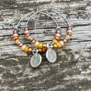 Boho Picasso Seed Bead Hoop Earrings: Stainless Steel, 35mm more colors autumn