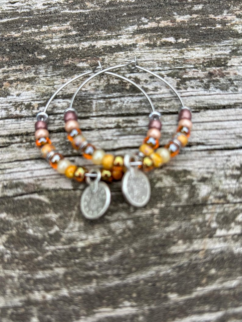 Boho Picasso Seed Bead Hoop Earrings: Stainless Steel, 35mm more colors autumn