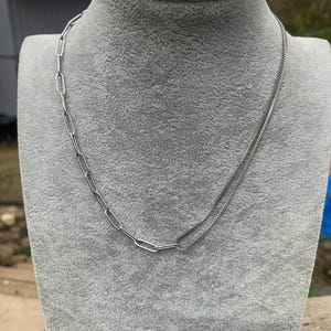 Stainless Steel Choker Necklace: Dainty Mixed Chains, Toggle Clasp (17 in)