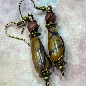 Red Creek Jasper Dangle Earrings: Bohemian Rustic Teardrop Jewelry image 19