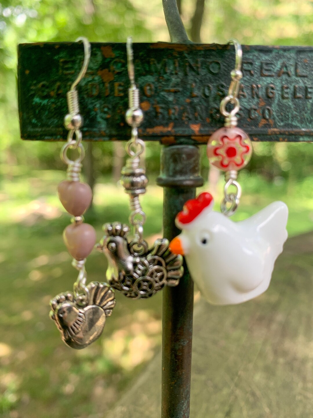 Chicken Earrings With 8 Mm Murano Glass Sterling Silver Hooks or All