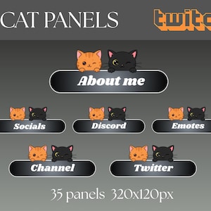 cat twitch panels cute twitch panels kawaii stream panels cat twitch overlay cat stream panels ghibli stream overlay panel black cat orange