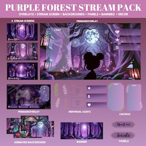 purple twitch package animated vtuber background twitch overlay purple twitch banner purple stream package purple animated stream screens