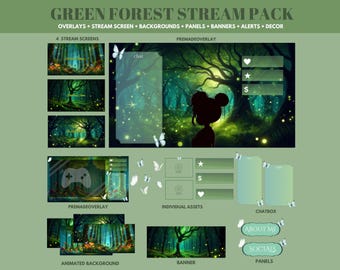 green twitch overlay animated vtuber background twitch overlay green twitch banner green stream package animated stream screens