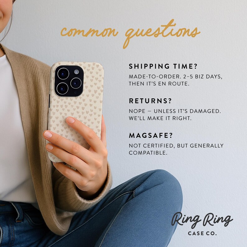 Beige Heart iPhone Case, Neutral Aesthetic Phone Cover image 7