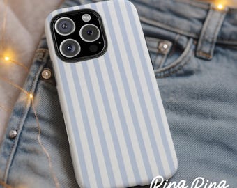 Blue Stripe iPhone Case: Coastal Preppy Phone Cover