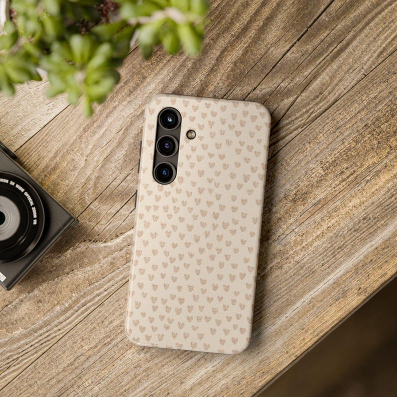 Beige Heart iPhone Case, Neutral Aesthetic Phone Cover image 4