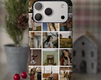 Personalized 15-Photo Collage Phone Case, White Grid