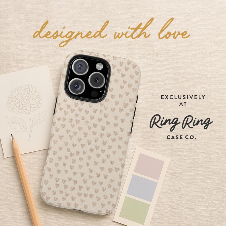 Beige Heart iPhone Case, Neutral Aesthetic Phone Cover image 8