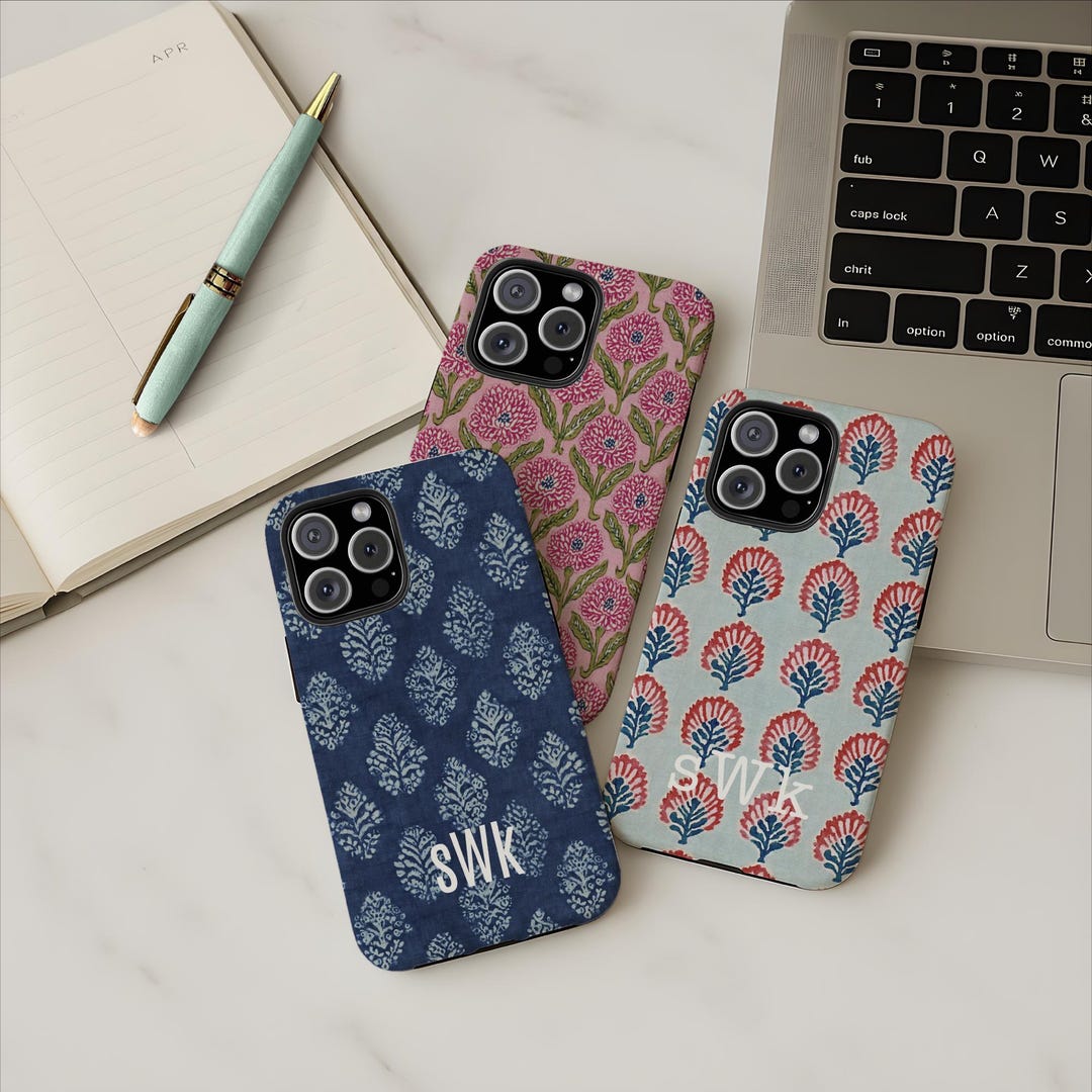 Monogram Case Custom Monogram Block Print Phone Case – Artisan Florals - Etsy
