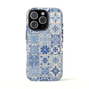 Funda para iPhone con azulejos de Delft: diseño europeo pintado a mano