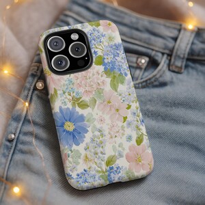 Blue Floral Garden iPhone Case: Vintage Cottagecore Coquette Design