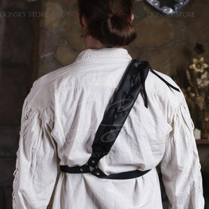 LARP sword holder, Sword back harness, Back sword sheath, Larp sword frog, Sword holder for back,Leather longsword scabbard,Back sword sling