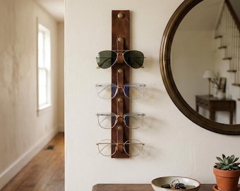 Soporte de pared de cuero para gafas, organizador de gafas de sol, almacenamiento de gafas para la entrada, decoración minimalista para el hogar.