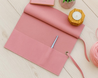 Estuche de cuero para agujas de tejer, organizador de agujas de crochet, bolsa de tejido circular, estuche de herramientas de tejido personalizado, regalo para tejedores, soporte de cuero