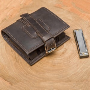 Custodia per armonica in pelle personalizzata, organizer per custodia per armonica, supporto per armonica blues, borsa per armonica cromatica, custodia per armonica, regalo per armonica personalizzato