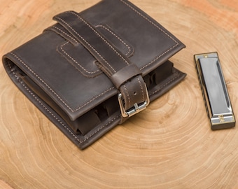 Personalisierte Leder Mundharmonika Tasche, Mundharmonika Tasche Organisator, Blues Harfe Halter, Chromatic Mundharmonika Tasche, Harfe Case, Geschenk für Ihn