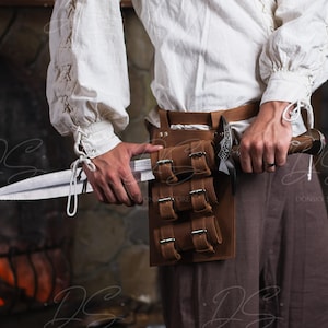 Medieval knife holster with belt loop, Viking style sheath for larp, cosplay, festival costume, Handmade renaissance accessory