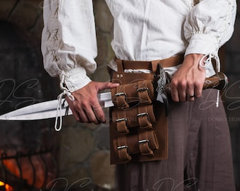Leather knife harness, Leather larp accessories, Throwing knife holder, Sword belt holster, Sword holder cosplay, Throwing knives sheath